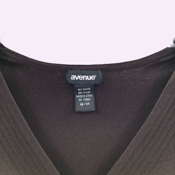 Vintage Sz. 22/24 Cardigan Chocolate Brown Avenue Knit Mother of Pearl Buttons - Picture 9 of 9